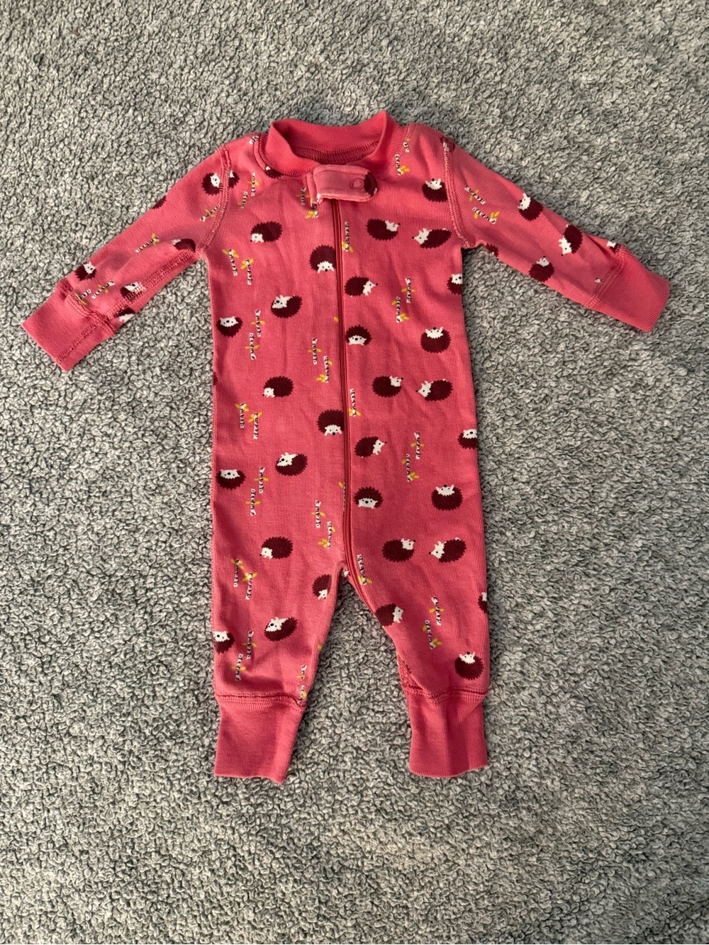 Hanna Andersson Newborn Organic Cotton Pink Hedgehog Zip Sleeper Pajamas VGUC